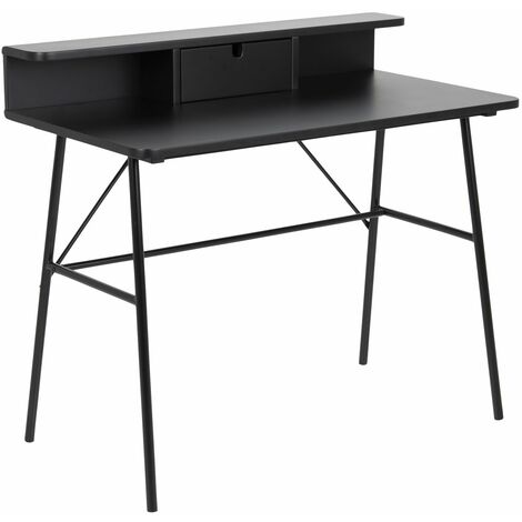 Bureau 1 tiroir et 1 tablette avec pieds en métal FLORIAN