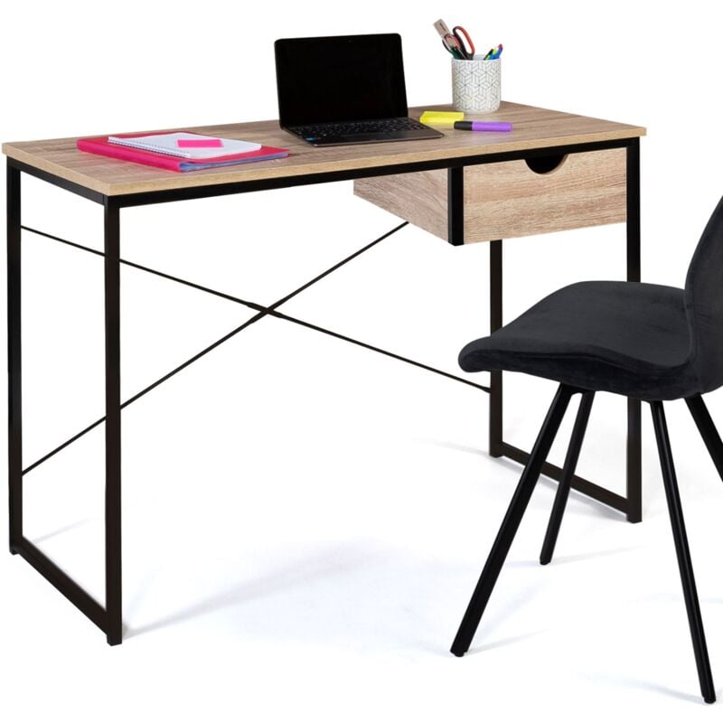 Idmarket - Bureau 1 tiroir latéral detroit design industriel