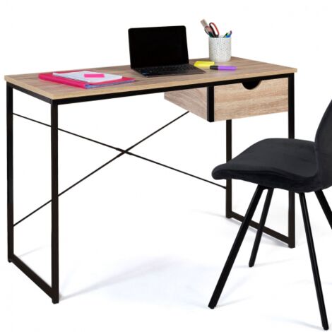 Bureau 1 tiroir latéral DETROIT design industriel - Multicolore