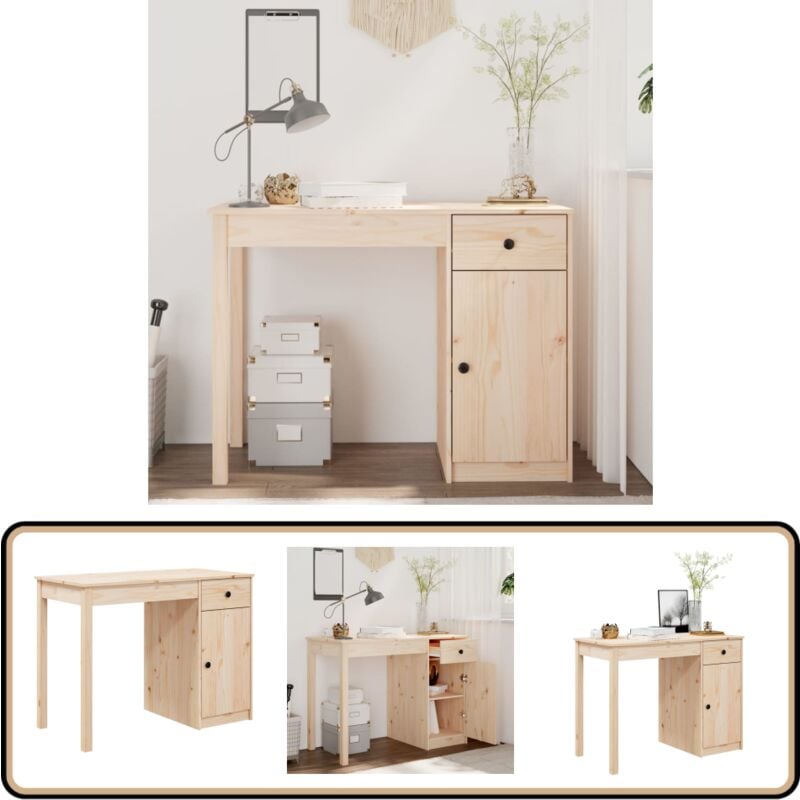 Vidaxl - Bureau 100x50x75 cm Bois massif de pin - Bureau En Bois - Bureau D'ordinateur - Bureau D'étude - Meuble De Bureau - Table De Travail