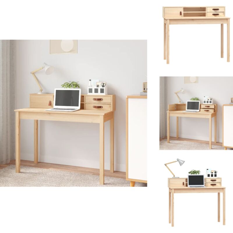 Vidaxl - Bureau 110x50x93 cm Bois massif de pin - Bureau En Bois - Bureau Design - Bureau Compact - Bureau D'étude - Bureau Informatique