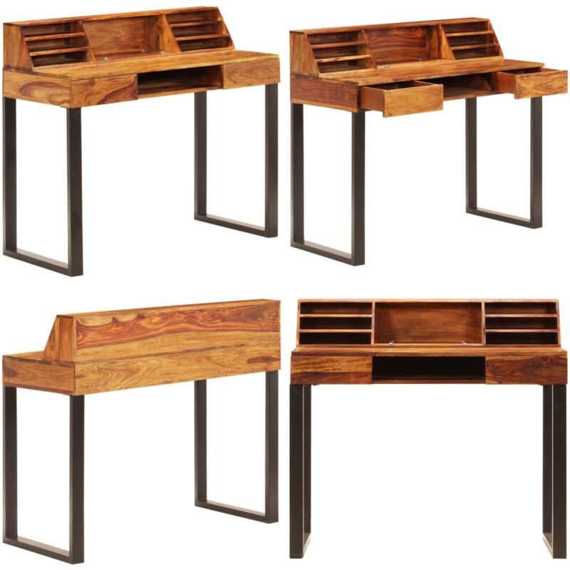 Vidaxl - Bureau 110x50x94 cm Bois solide de Sesham et acier - Bureau En Bois - Bureau Design - Bureau Vintage - Bureau Industriel - Bureau Moderne