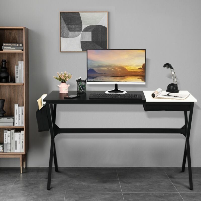 Design In - Bureau 120CM avec Tiroir Cubique, Espace de Stockage Latéral, Noir CW75518