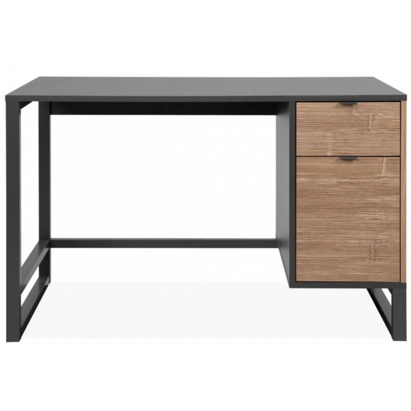 Abitare - Bureau 120x76H bamboo et gris anthracite avec une porte et un tiroir - Avellino