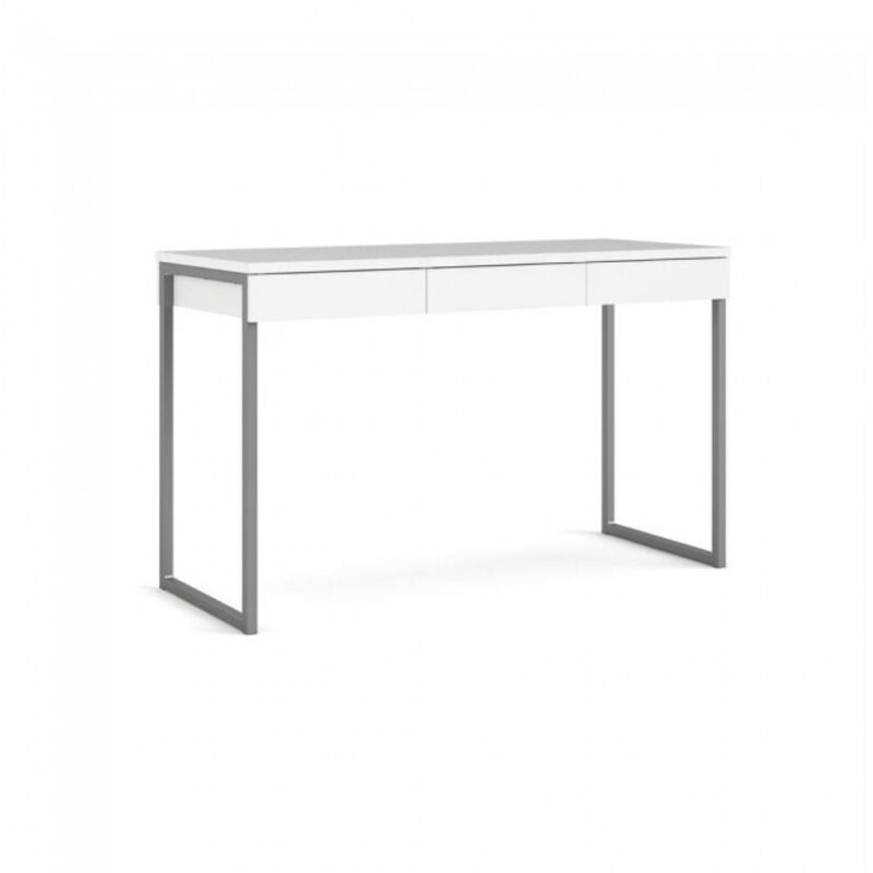 Abitare - Bureau laqué blanc avec trois tiroirs et pieds en métal 126x52 cm - Sole
