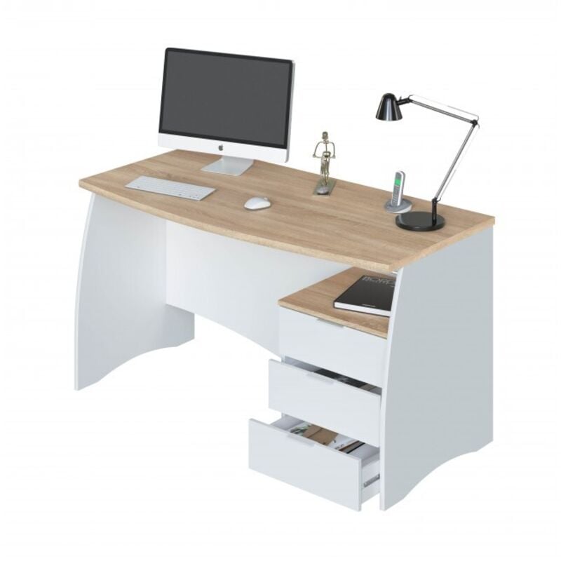 Abitare - Bureau 136x67 cm blanc mat et chêne - Svizzera