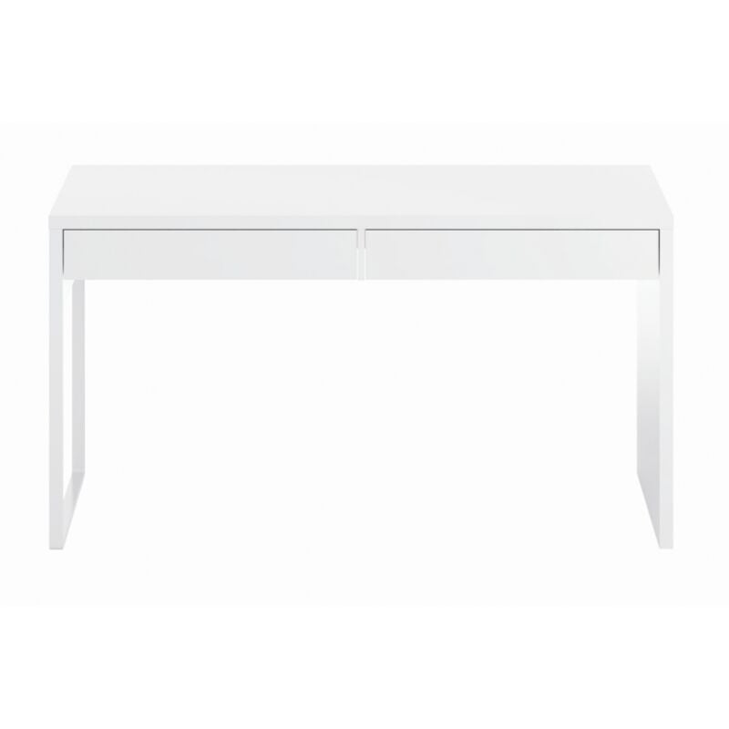 Bureau 138x50 cm blanc mat avec deux tiroirs - Talsi