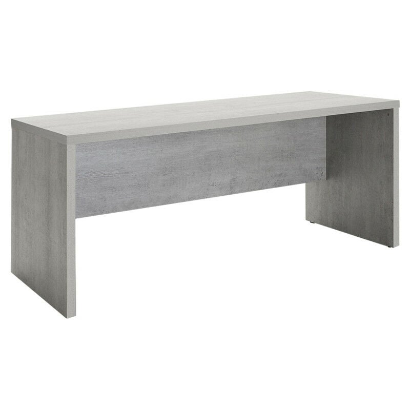 Meubletmoi - Bureau 180 cm décor béton texturé avec voile de courtoisie - granit