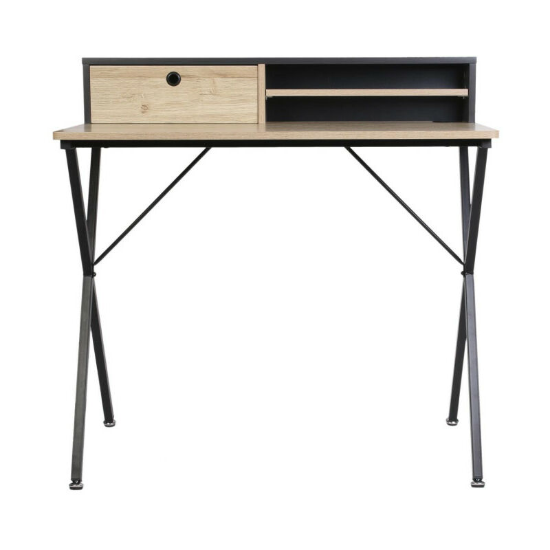 The Home Deco Factory - Bureau 2 niches 1 tiroir Cambridge gris