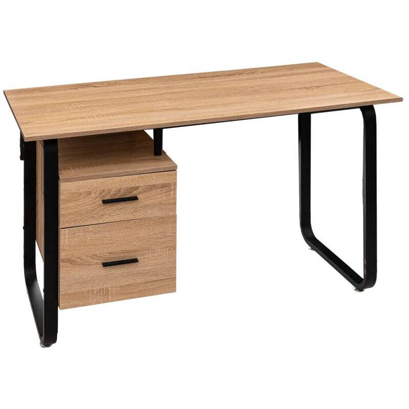 5five Simply Smart - Bureau 2 Tiroirs Effet Bois Et Métal Five