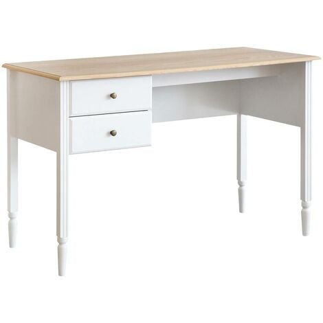 Bureau 2 tiroirs Solen bois blanc L120cm - Atmosphera créateur d'intérieur