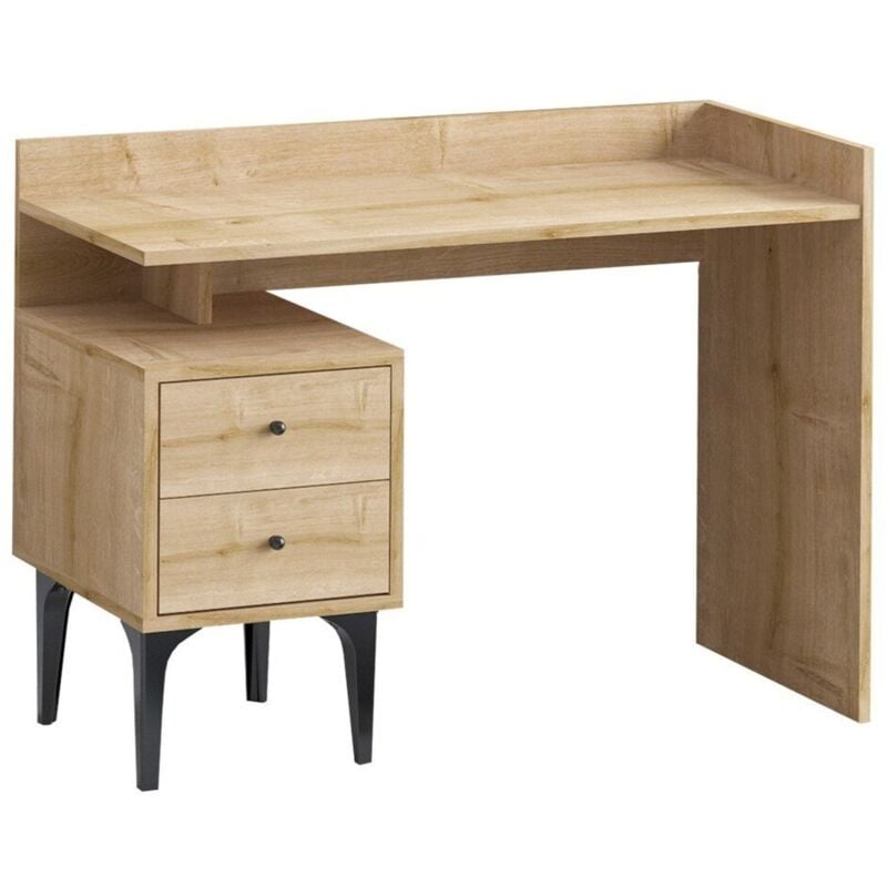 Cotecosy - calicosy - Bureau avec rangement 2 tiroirs décor bois chêne L100 cm - puuk
