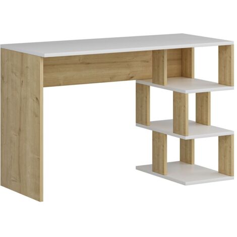 Bureau 3 étagères Bocinel 110cm Bois et Blanc