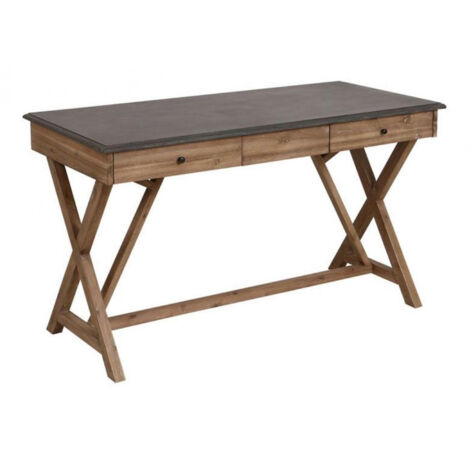 Bureau 3 tiroirs - Bois - Gris - Interior's