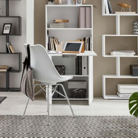 Bureau 70x70 pliable avec étagère rétractable armoire Dalia