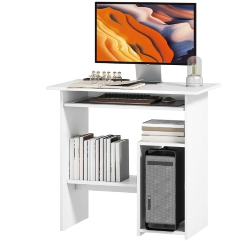 Bureau, 80 x 45 cm, Table de Bureau avec tablette clavier, Compartiments Ouverts et Rangements, Panneau de particules, pour Home Office, Chambre à Bureau, 80 x 45 cm, Table de Bureau avec tablette clavier, Compartiments Ouverts et Rangements, Panneau de particules, pour Home Office, Chambre à