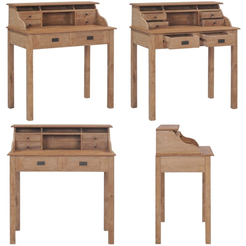 Vidaxl - Bureau 90x50x100 cm bois de teck solide - Bureau En Bois - Bureau Design - Bureau Rustique - Bureau Teck - Bureau Avec Tiroir - Home & Living