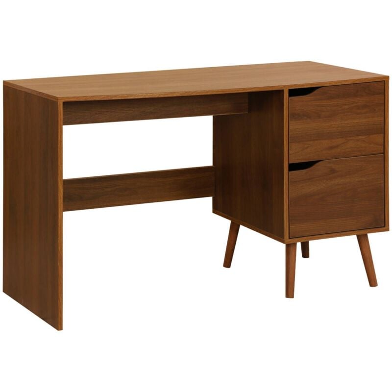 Sweeek - Bureau à 2 tiroirs effet bois de noyer