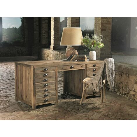 Bureau A Absinthe En Pin En Vieux Bois Cm 175x75x78 Guarnieri Assenzio