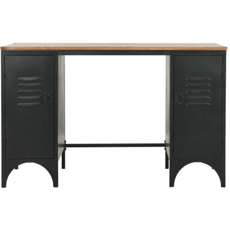 Vidaxl - Bureau à double piédestal Bois de sapin et acier 120x50x76 cm