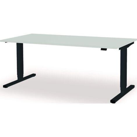 Bureau à levier H650-1250xL1800xP800mm gris anthracite/gris clair électr.MAUSER