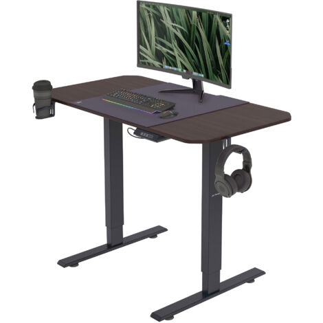 Bureau à réglage électrique de hauteur EGON, 1100 x 720 x 600 mm, noir/ noyer