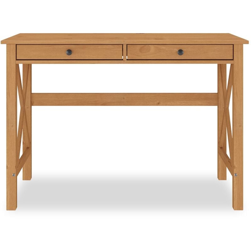 Idimex - Bureau adrian l 110 cm 2 tiroirs en bois massif - Coloris chêne