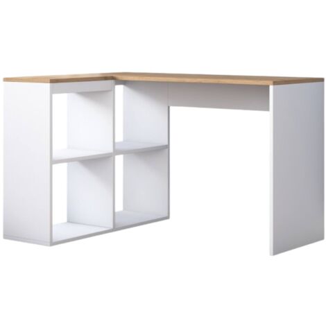Bureau Angle Montone, 2 Étagères, 50x120x74,8h cm Blanc