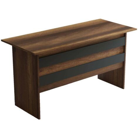 Bureau Antilia, Plateau Brun, Structure Anthracite, 60x140x73,8h cm Noyer Marron