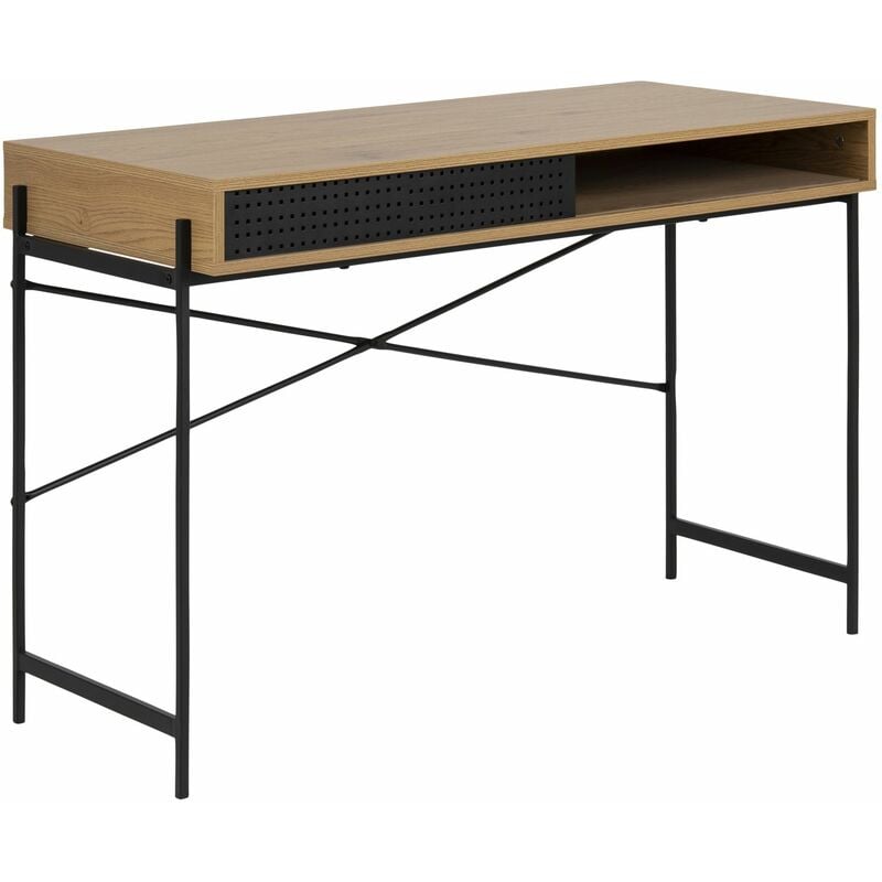 Bureau Aria en MDF et métal avec 1compartiment ouvert et 1 porte coulissante