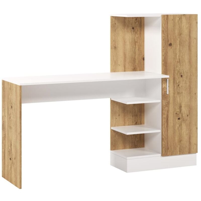 Cotecosy - Bureau avec armoire de rangements - Coloris : Naturel et blanc - milaria