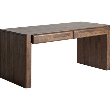 Bureau art déco en bois de manguier finition marron vieilli - Marron vieilli bois de manguier