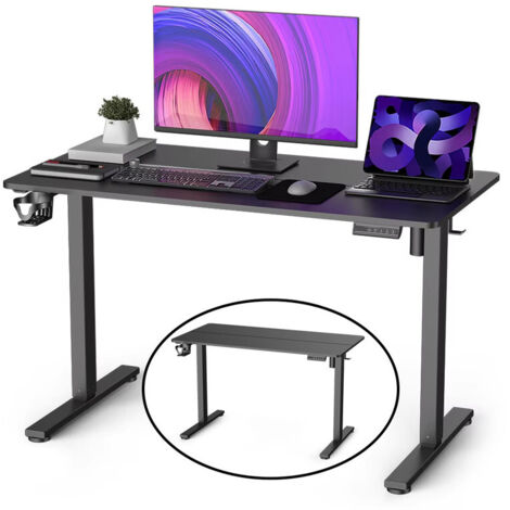Bureau Assis Debout Électrique 120x60cm Noir - Hauteur Réglable 70-116cm - Moteur Silencieux avec Mémoire, pour le bureau à domicile