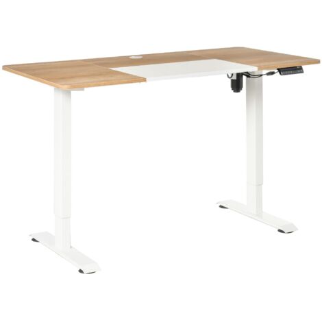 Bureau assis-debout électrique 140x70 cm, 4 mémoires, plateau 4 pièces, système anti-collision, blanc