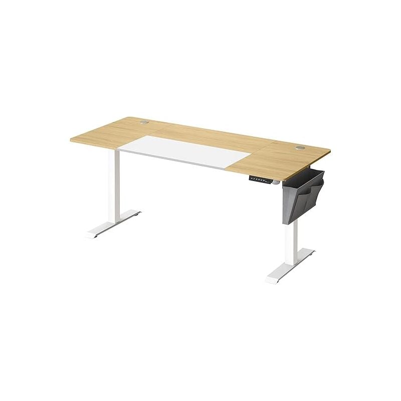 Songmics - Bureau Assis Debout Électrique, 70 x 160 x (72-120) cm, Table Réglable en Hauteur, Mémoire 4 Hauteurs, Pochette, Cadre en Acier, Dessus