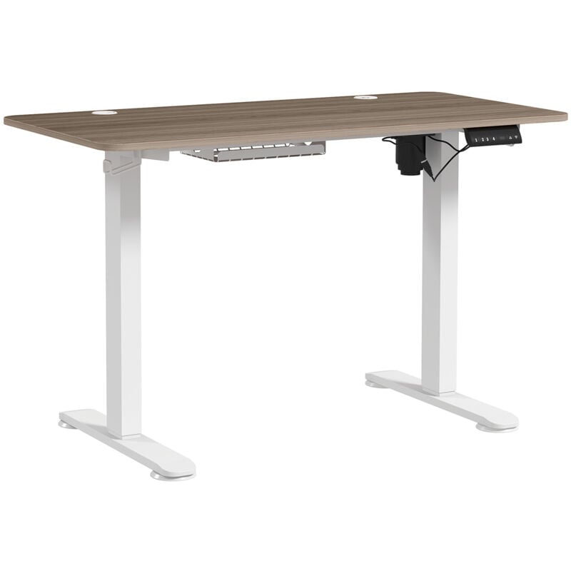 Vinsetto - Bureau assis debout électrique - bureau réglable en hauteur - bureau électrique réglable - acier noir aspect bois chêne clair