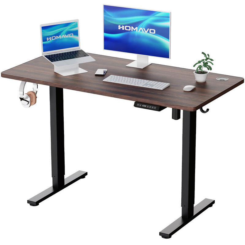 Bureau Assis Debout Électrique 120x60cm, Fonction mémoire et anti-collision, Ports de charge rapide usb-a et Type C,Hauteur réglable (70-119CM)