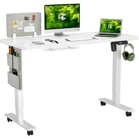 Bureau Assis Debout Electrique Bureau Réglable Debout (120 x 60 cm) Montage facile Bureau réglable en hauteur Électrique avec 4 commandes à mémoire et réseau de câbles et roulettes 360° Bureau SN1-Bla