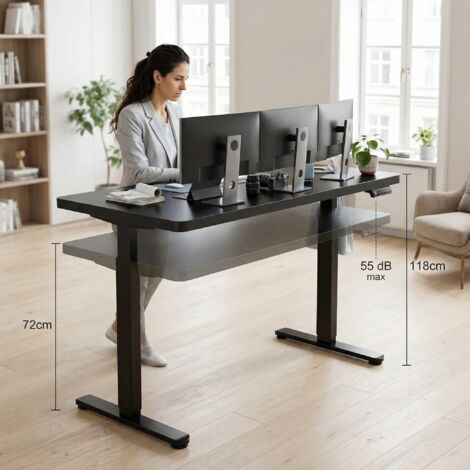 Bureau Assis-Debout Électrique HUANUO ,Plateau Spacieux 160x80 cm (25 mm d'épaisseur), Moteur Sans Balais ,Ergonomique & Montage Facile, Parfait pour Bureau à Domicile