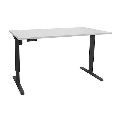 Bureau assis-debout Nivo à mémoire de position pied anthracite L 140 cm - Plateau blanc - Maxiburo