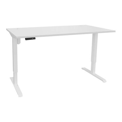 Bureau assis-debout Nivo à mémoire de position pied blanc L 160 cm - Plateau blanc - Maxiburo