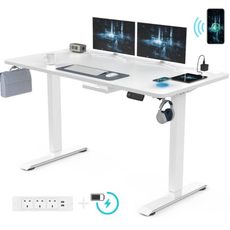 Bureau assis debout Peut être utilisé pour le bureau ou les jeux, 140 cm blanc, une boîte Devoko