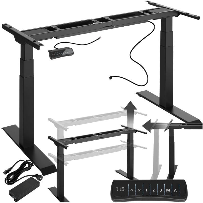 Tectake - Bureau assis debout Réglable en hauteur électriquement avec 2 moteurs