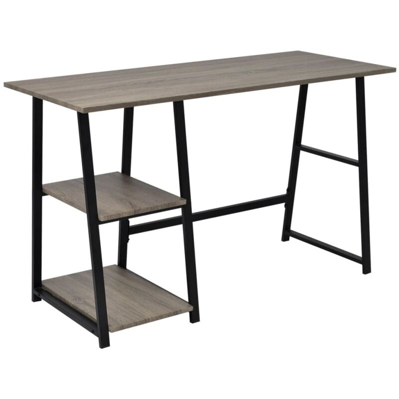 Bureau avec 2 étagères Gris et chêne