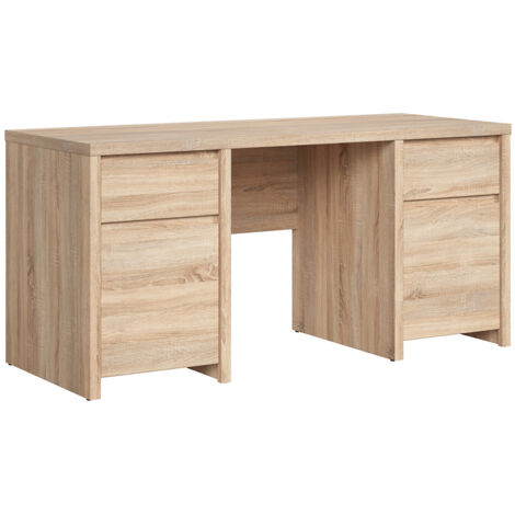 Bureau avec 2 portes et 2 tiroirs, coloris chêne Sonoma - Longueur 160 x Largeur 65 x Hauteur 77 cm