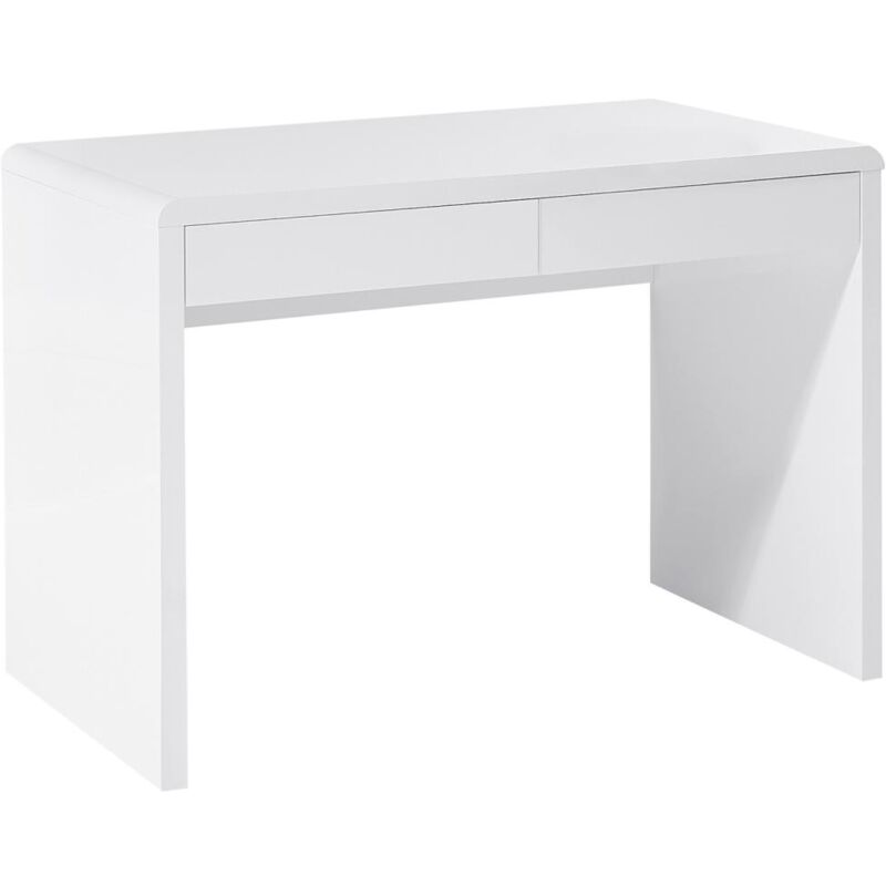 Vente-unique - Bureau avec 2 tiroirs - mdf - Blanc laqué - vacela
