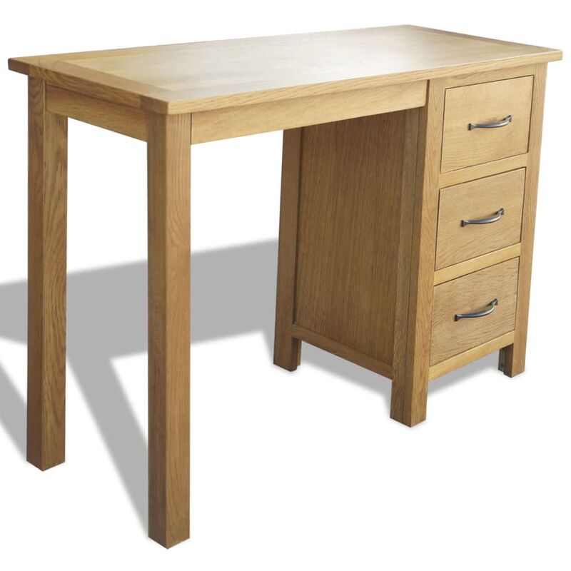 Bureau Avec 3 Tiroirs 106 X 40 X 75 Cm Bois De Chene Massif