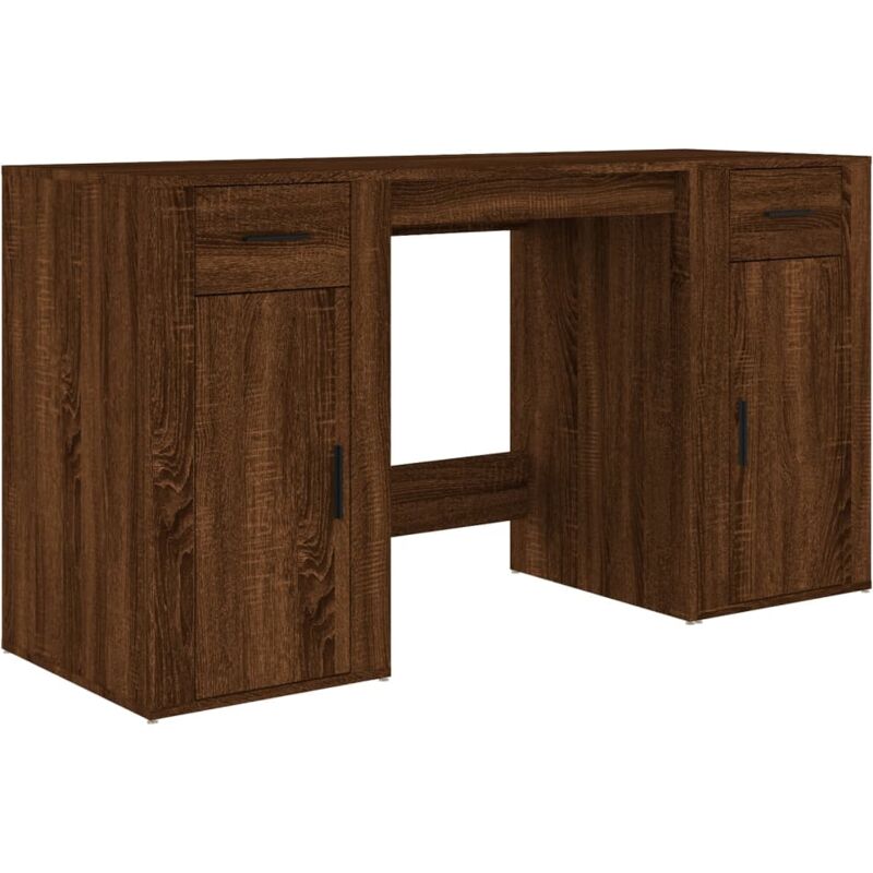 Vidaxl - Bureau avec armoire chêne marron bois d'ingénierie