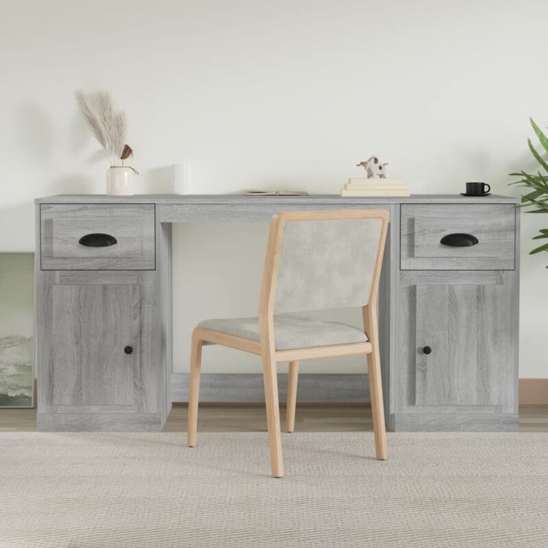 vidaXL Bureau avec armoire sonoma gris bois d'ingénierie