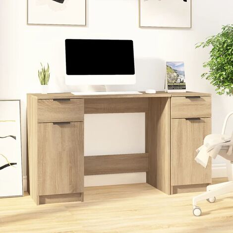 Bureau avec armoire, Table de travail, Meuble de Bureau latérale Chêne sonoma Bois d'ingénierie HYB96490